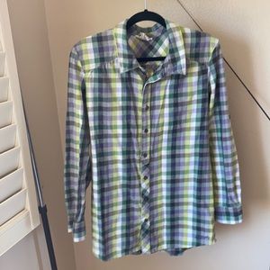 Billabong green checkered long sleeve shirt